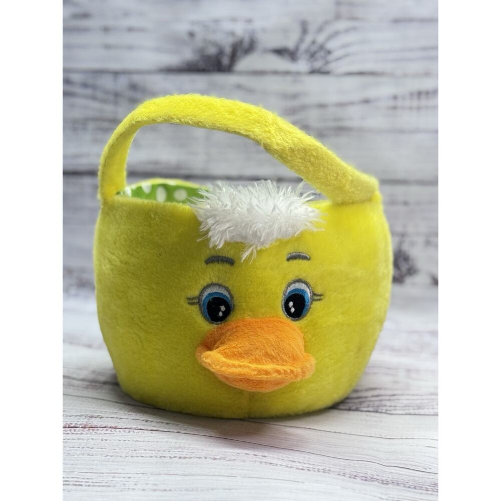 🦄Dan Dee /Easter {Duck} Design Yellow Color Basket w/Handle 10" W X 7" T Plush!